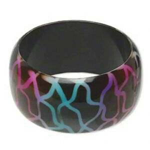Retro Dark Brown and Neon Ombre 39mm Wide Lucite Acrylic Bangle Bracelet